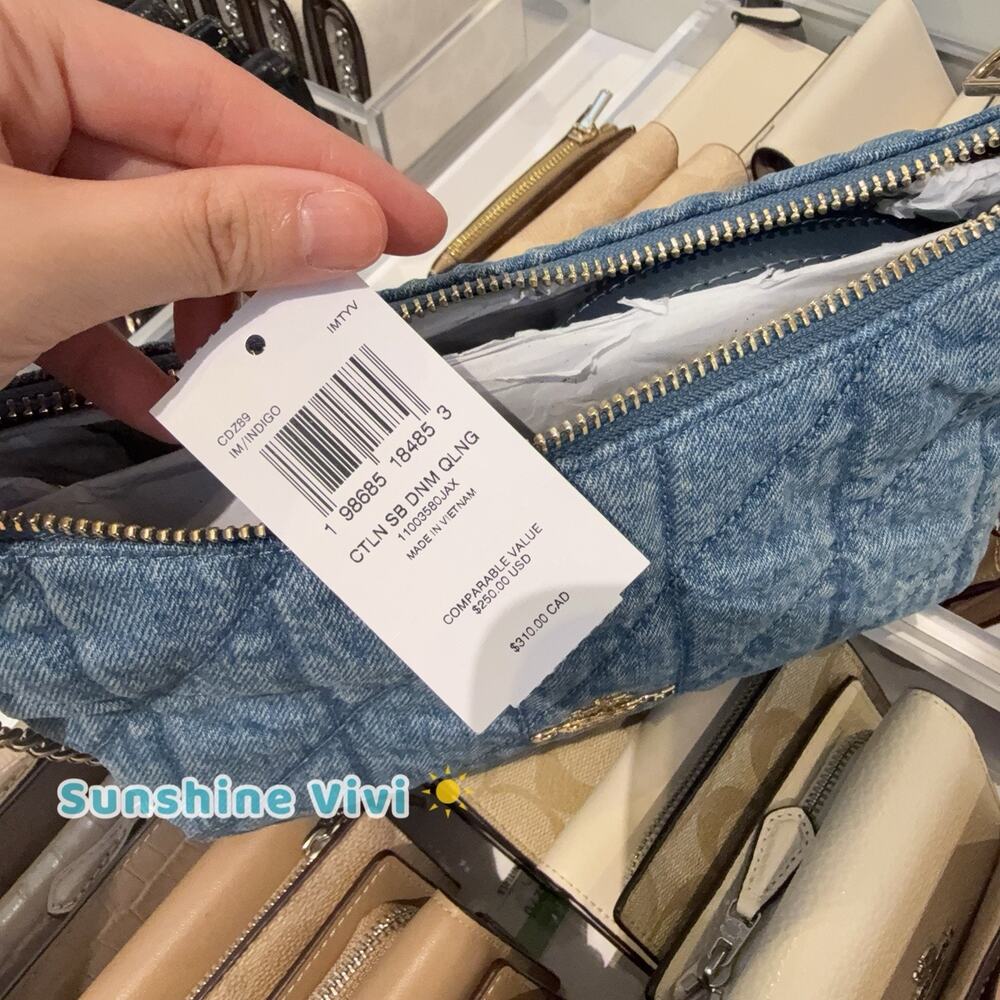 NWT Coach Caitlin Shoulder Bag With Quilting CDZ89 Gold/Indigo - Picture 4 of 8